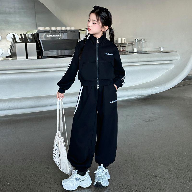 

2025 Новая спортивная одежда для девочек на весну и осень: Модный комплект для уличных танцев из двух частей для детей 170 (Height ~150 cm)