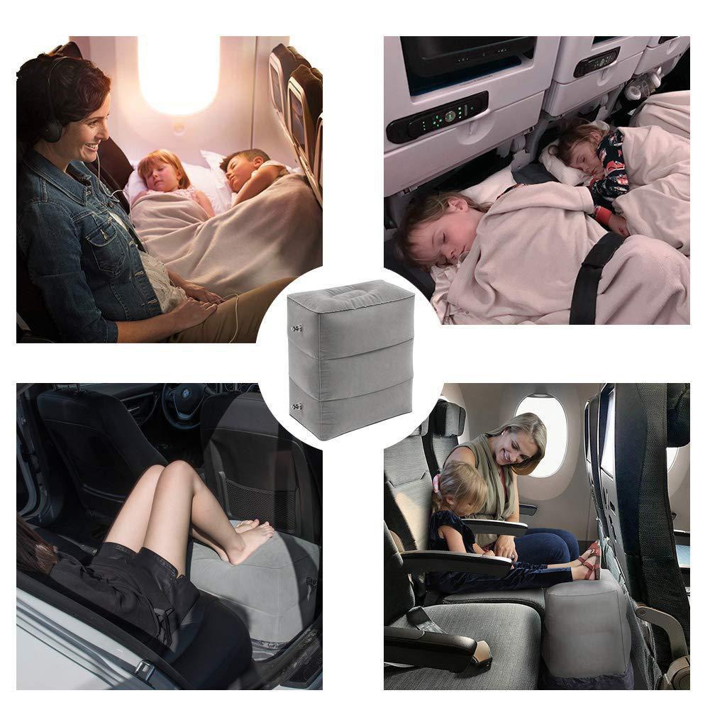 Inflatable Leg Pillow Adjustable Height Car Seat Foot Rest Portable Travel Foot Rest Pillow for Airplane Office Home Trains Cars