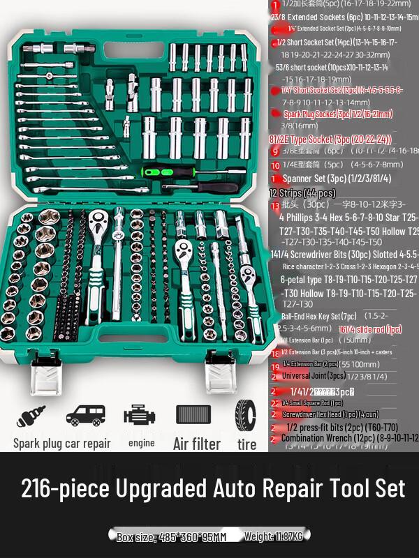 Haiaode Car Repair Tool Set with Socket Ratchet Wrench CN plug (adapter included)