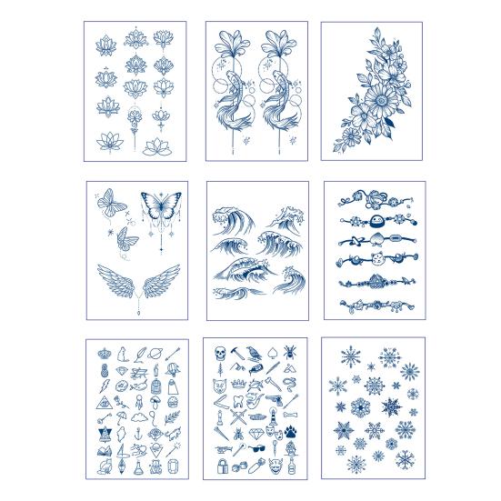 Herbal Temporary Tattoo Stickers Cartoon Image Temporary Tattoos Fake Body Arm Chest Shoulder Tattoos for Semi-Permanent Body Art