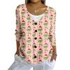 Women's Fashion Casual Knit Sweater Button-Up Christmas Print Cardigan Jacket
