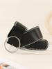 Faux Leather Belt With Rivet Decor And Metal Pin Closure For Trendy Outfits
