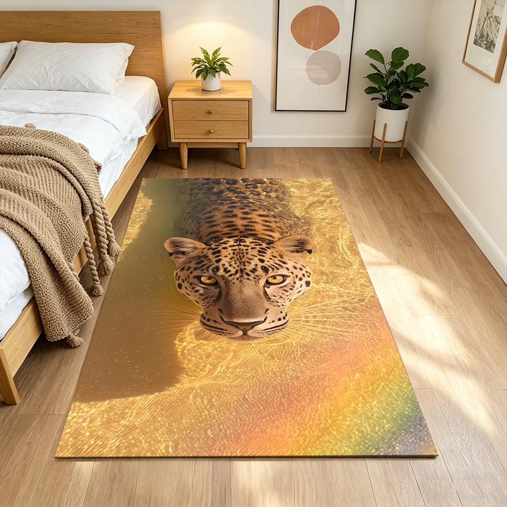 Leopard Emerging From Water Non-Slip Home Carpet Design for Office Decor Living Room Bedroom Gift