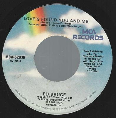 Płyta 7-calowa ED BRUCE - Miłość znalazła Ciebie i mnie MCA52036 MCA Records 1981 US Folk Używana