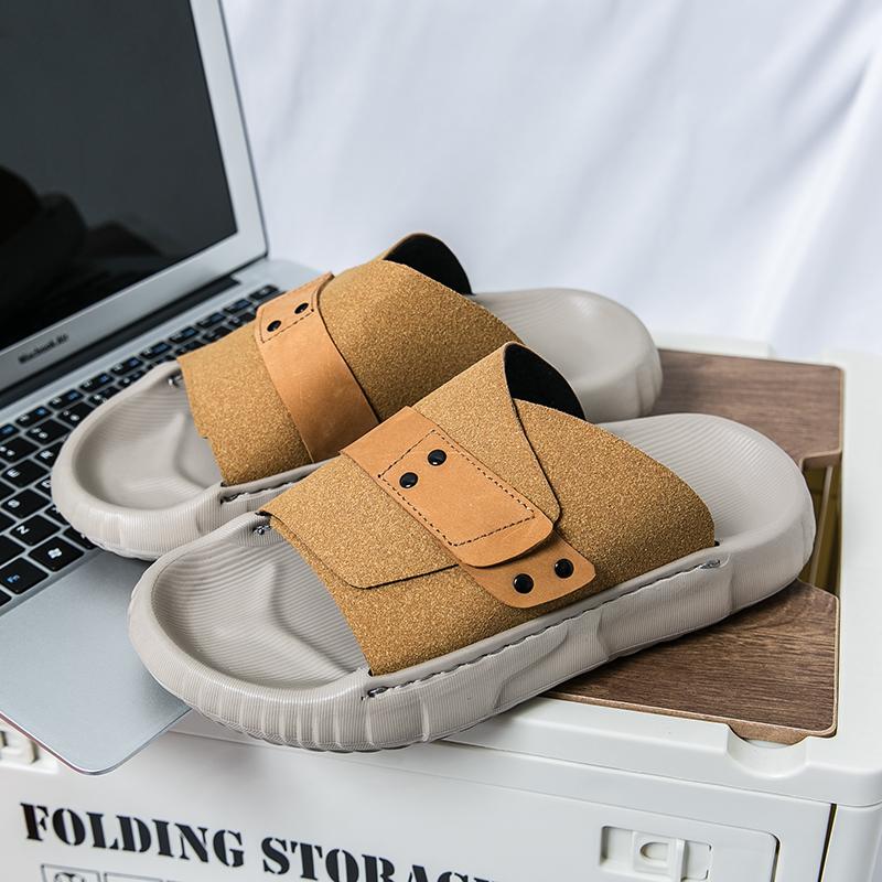 

Fashion Summer Men Fashionable Slippers Black Brown Anti-slip Light-soled Comfortable High-quality Beach Slippers 38-45 Men Slippers 45 коричневый