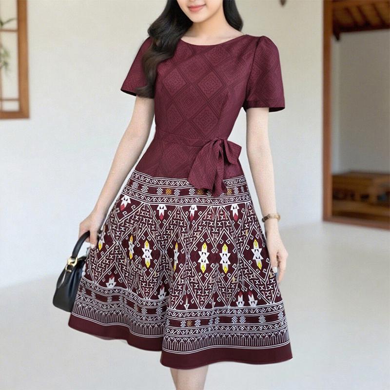 

ZANZEA Женское повседневное платье с этническим принтом пэчворк, летнее, с коротким рукавом 5XL красный