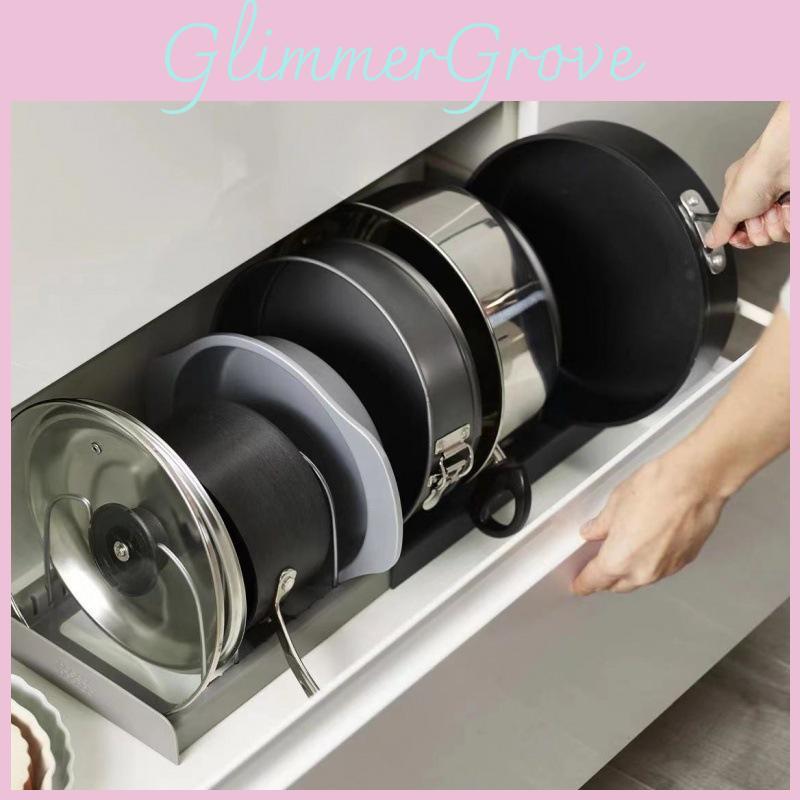 Ausziehbarer Verstellbarer Topfdeckelhalter Organizer Modernes Schlichtes Design Für Küchenschubladen