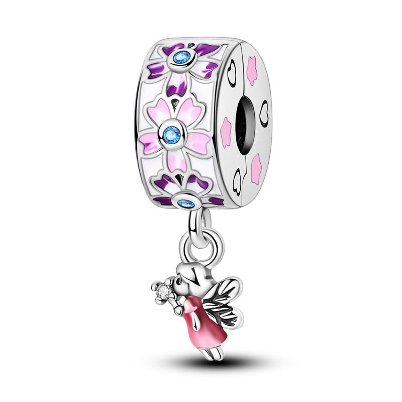 copper Clasp copper CZ pave Clip Charm Bead Charms Daisy Bead Charms Stopper Safety Chain fit Authentic Pandora Bracelets Jewellery Clip