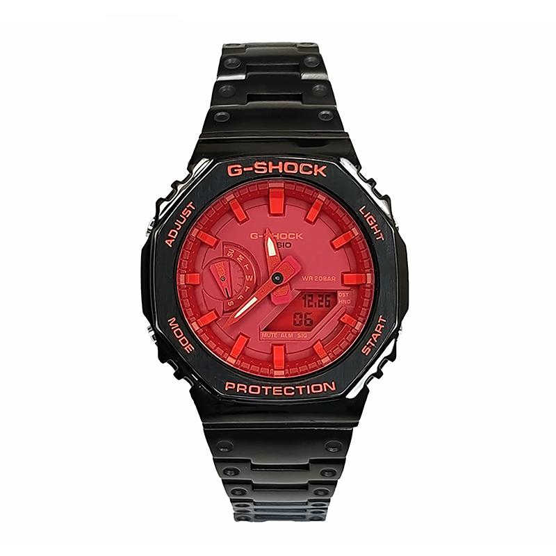 

CASIO Мужские Жидкокристаллические, Аналоговые с Двойным Дисплеем Серия 44 мм Красные Часы GA-2100-4A(Watch3--) Steel Black Miami Heat