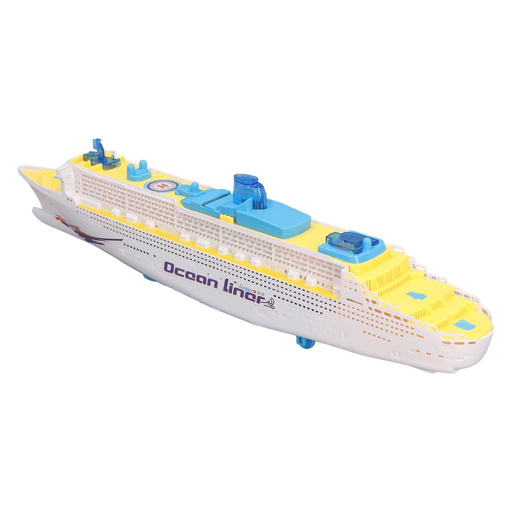 Kids Cruise Ship Model Sound Effects LED Light Universal Rotation Ocean Liner Boat Toy for Boys