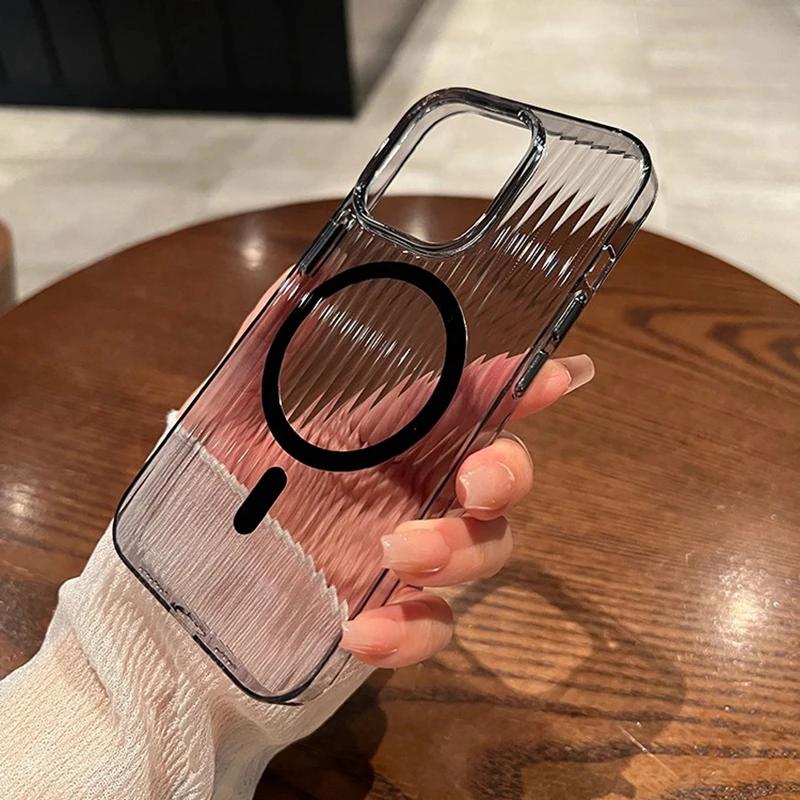 

Мягкий гофрированный чехол Magsafe для iPhone 11 12 13 14 15 Pro Max, магнитный противоударный прозрачный силиконовый чехол-бампер For iPhone 15Pro Max