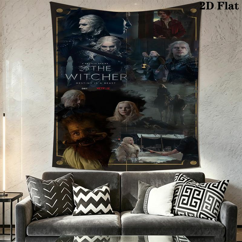Witcher Wolf Logo Print Tapestry Fashion Print Wallmounted Wall Covering Decoration Work Of Art Background Cloth