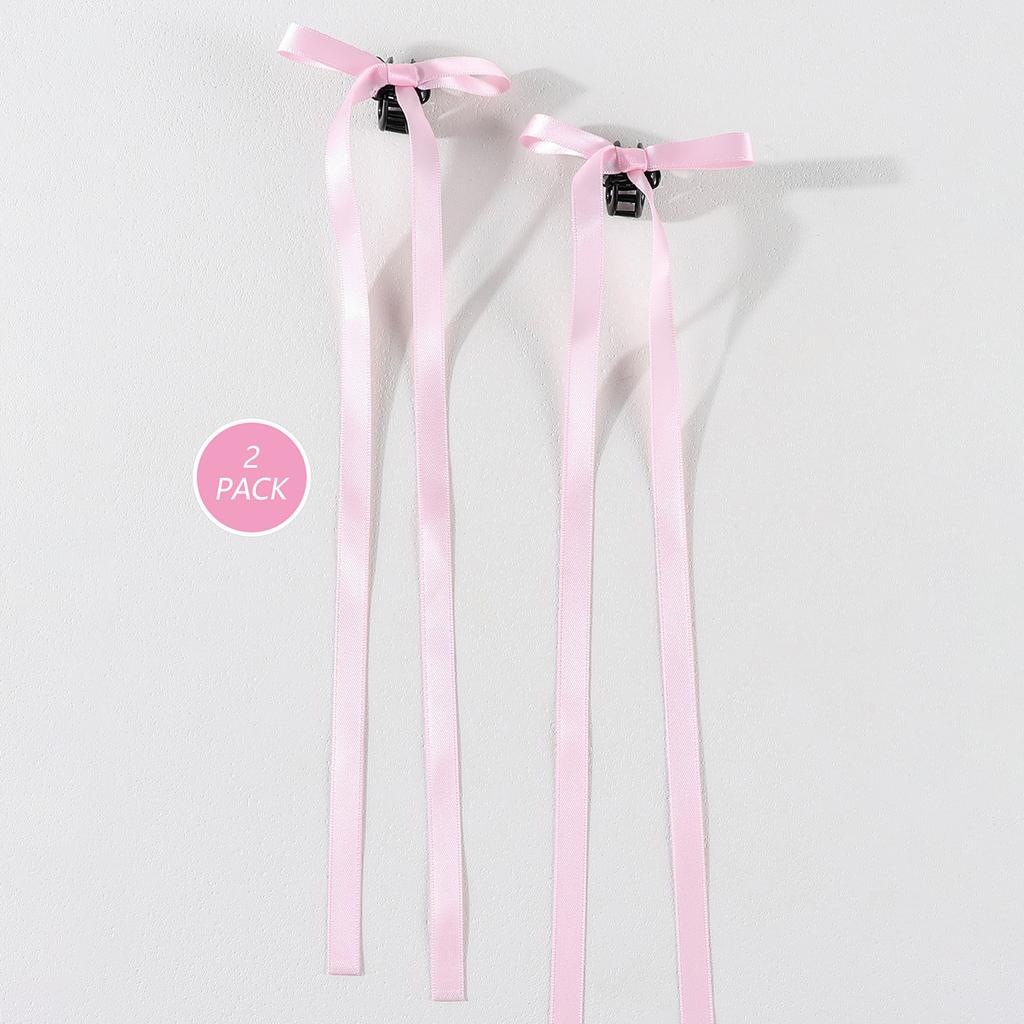2Pcs Y2K Long Bow Hair Clip Women Girls Ribbon Bow Shark Clip Cute Korean Long Tassel Ribbon Hairpin Girls Hair Accessories