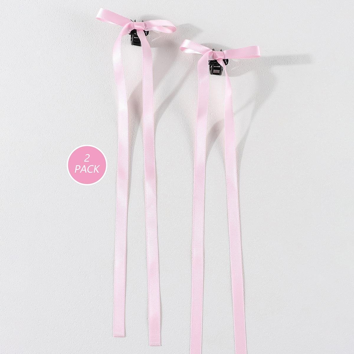 

2 шт. Заколка для волос с длинным бантом в стиле Y2K для женщин и девочек, ленточный бант, зажим-акула, милая корейская заколка для волос с длинной кисточкой, аксессуары для волос для девочек