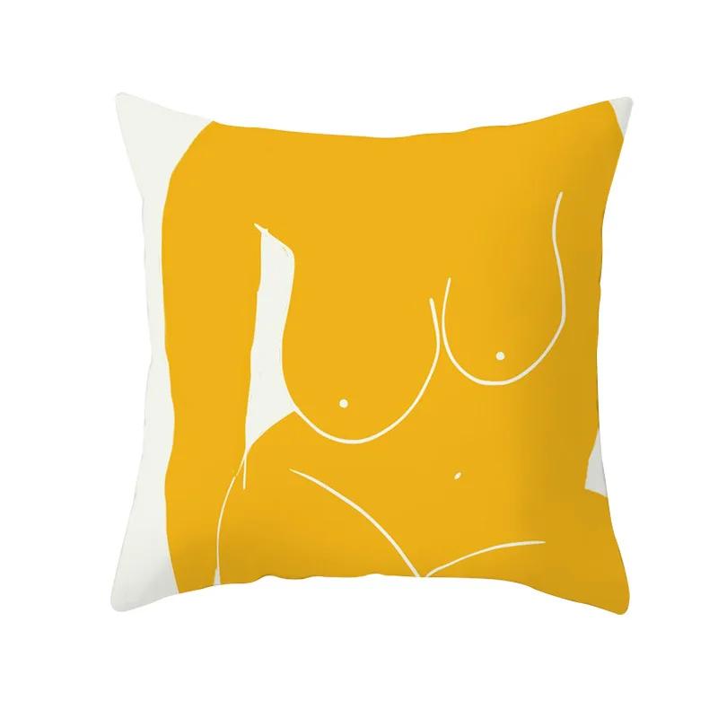 Modern Abstract Throw Pillow Cover Geometric Round Line Sunset Cushion  Home Sofa Chair