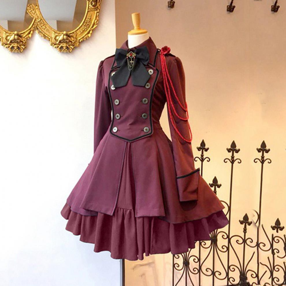 Renaissance Retro Langarm Schleife Rüsche Cosplay Kleid