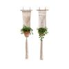 Braided Hanging Basket, Bohemian Wall Tapestry, Knotted Rope Tapestry, Plant Pot Holder Vase Basket for Living Room Nursery Decor