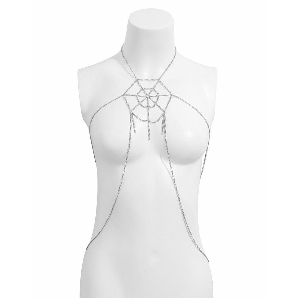 Jewelry Spider Web Body Chain Sexy Spider Web Thigh Chain Halloween Breast Chain  Party Decoration