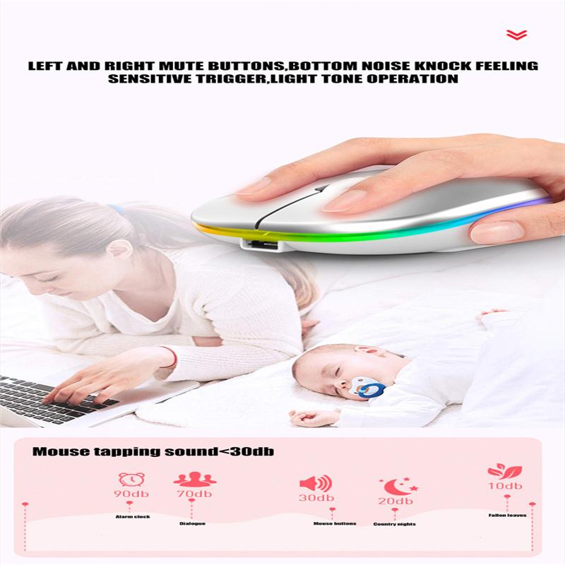 Bluetooth Dual-mode Mouse Charging Mute PC Notebook Office Games Glow Wireless Mouse
