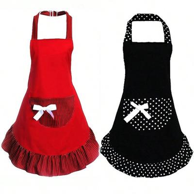 1 peça Avental com Laço, Avental Feminino Fofo Estilo Retrô para Cozinha Sexy Vintage com Bolsos, Presente para o Dia das Mães