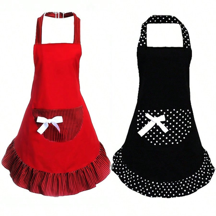 1pc Bowknot Apron, Cute Retro Style Woman Kitchen Sexy Vintage Apron With Pockets, Gift For Mother's Day
