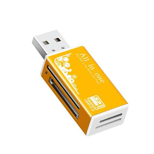 Alloy Card Reader 4 Ports USB2.0 Micro SD TF M2 MS Pro Duo MMC SDHC DV Phone Camera Memory Card Adapter with LED Indicator