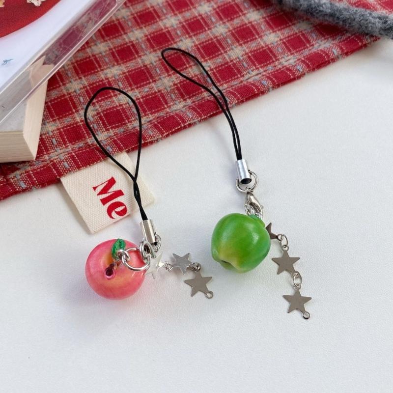 Cute Miniature Apples And Star Keychain For Girls Stylish Keyring Accessory For Backpack Or Phone Accessories