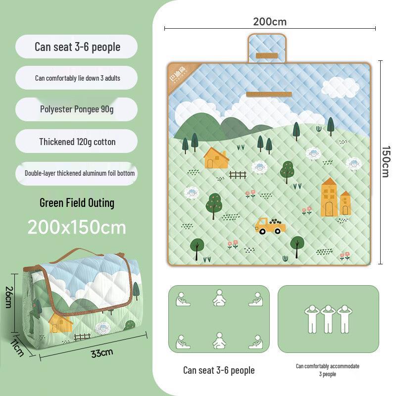Waterproof Aluminum Foil Picnic Mat: Thick, Moisture-Proof, Foldable, Portable, Ideal for Camping and Outdoors