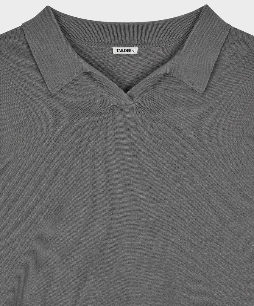 Teildeon Cotton Knit Polo Shirt Gray
