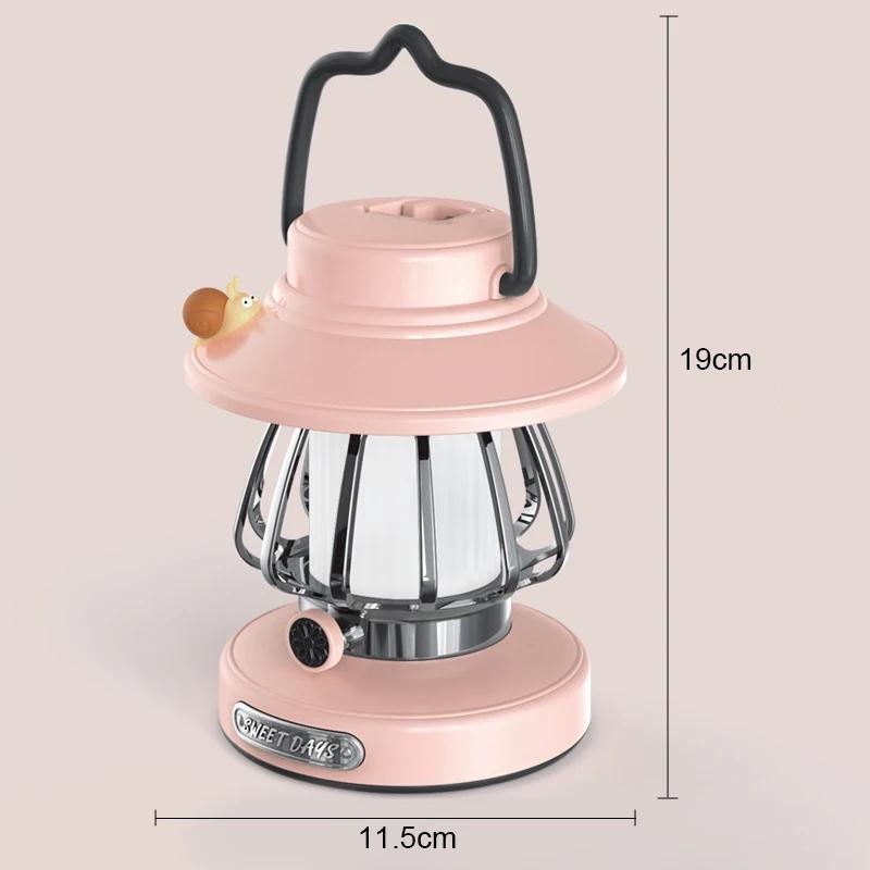 Camping Night Lights USB C Rechargeable 3 Colors Stepless Dimming Night Light Outdoor Use Portable Emergency Vintage Style LED Camping Lamp