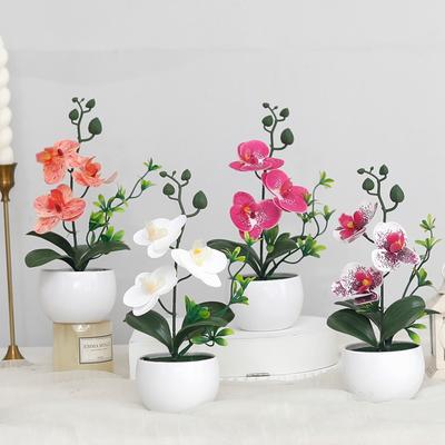 Simulierte Schmetterlingsorchidee Topf-Kunstblume Bonsai-Pflanzen Außen Innen Büro Zuhause Hochzeitsdeko Bonsai Kunstblumen