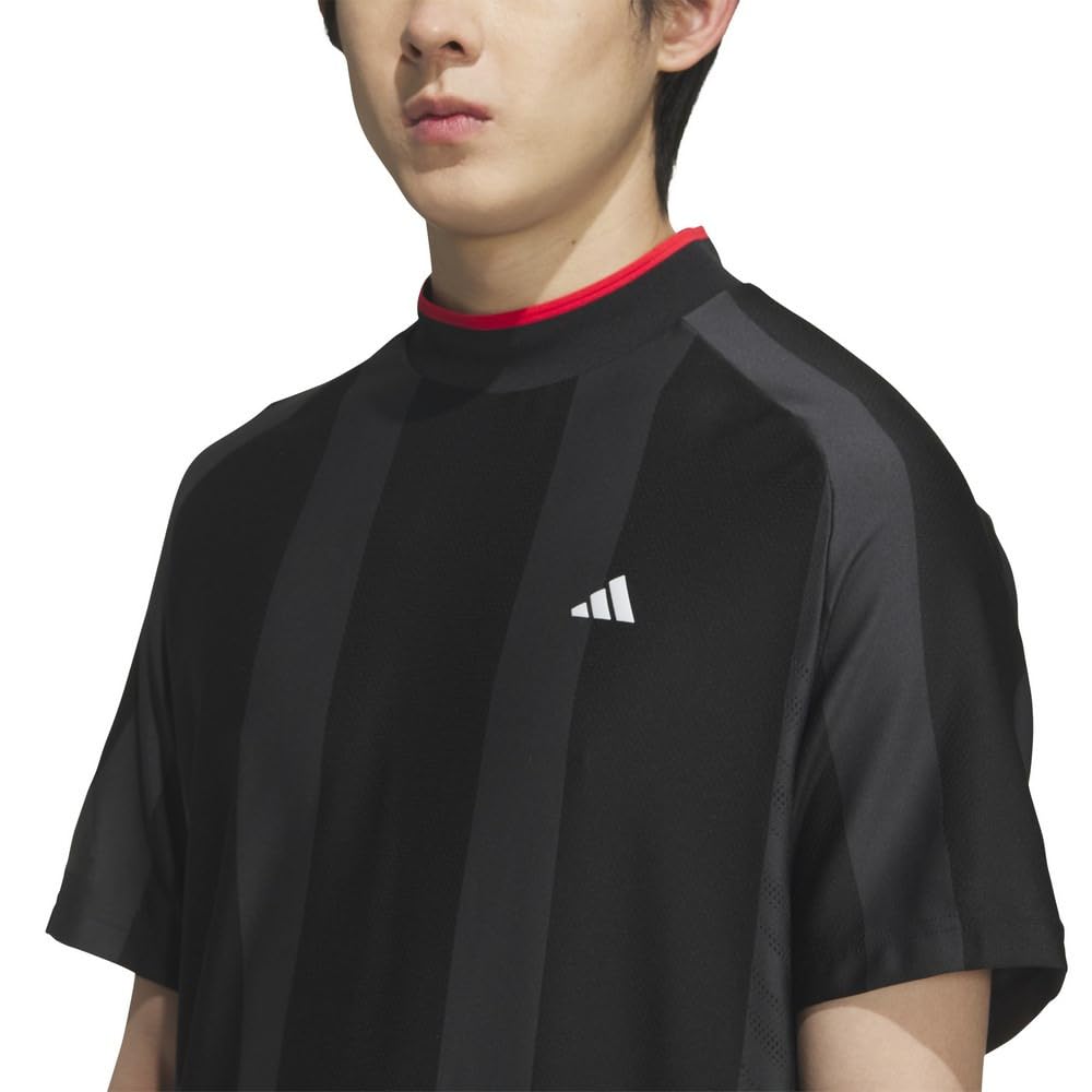 Golf Adizero Mesh Mock Neck Short Sleeve Shirt Black [Adidas Golf] Men's