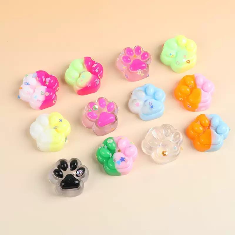 10Pcs Mini Cute Cat Claw Plush Pinch Fun Colorful Halloween Christmas Party Pack Fillers For Pressure Reduction Cartoon Style
