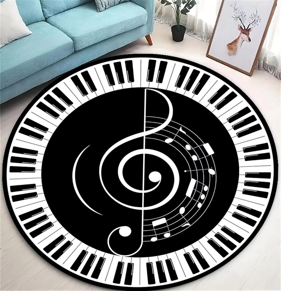 CD Musical Round Carpet Living Room Decoration Teenager Mat Anti Slip Chair Cushion Round Rugs for Bedroom Music Design Rug