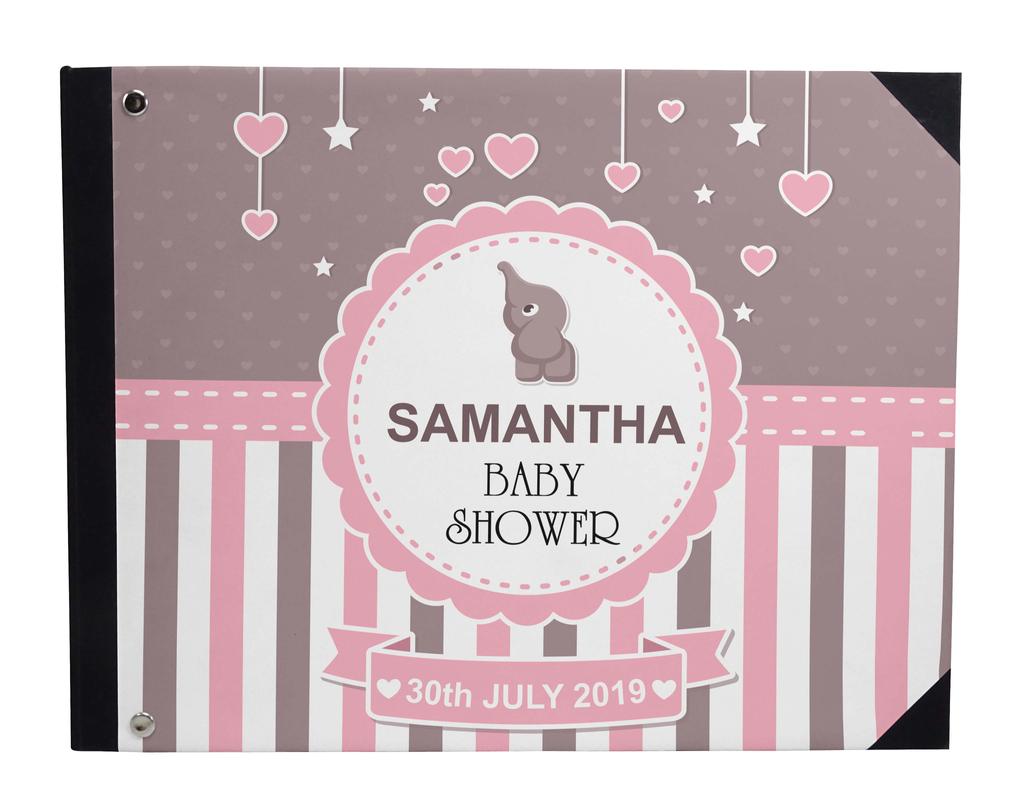 Darling Souvenir Blue Seamless Heart & Baby Objects Personalized Printed Baby Shower  Guest  Book  Scrapbook-7 x 9