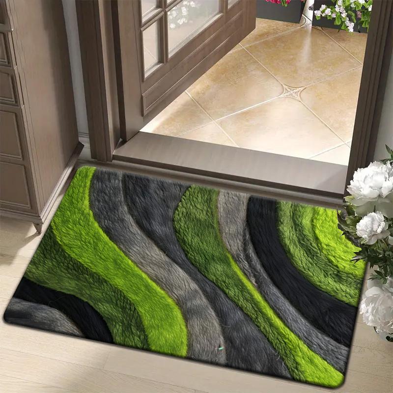 

Современный зеленый коврик для пола с волнообразным узором, нескользящий, впитывающий, моющийся, декоративный ковер для ванной комнаты, кухни, гостиной 40x60cm