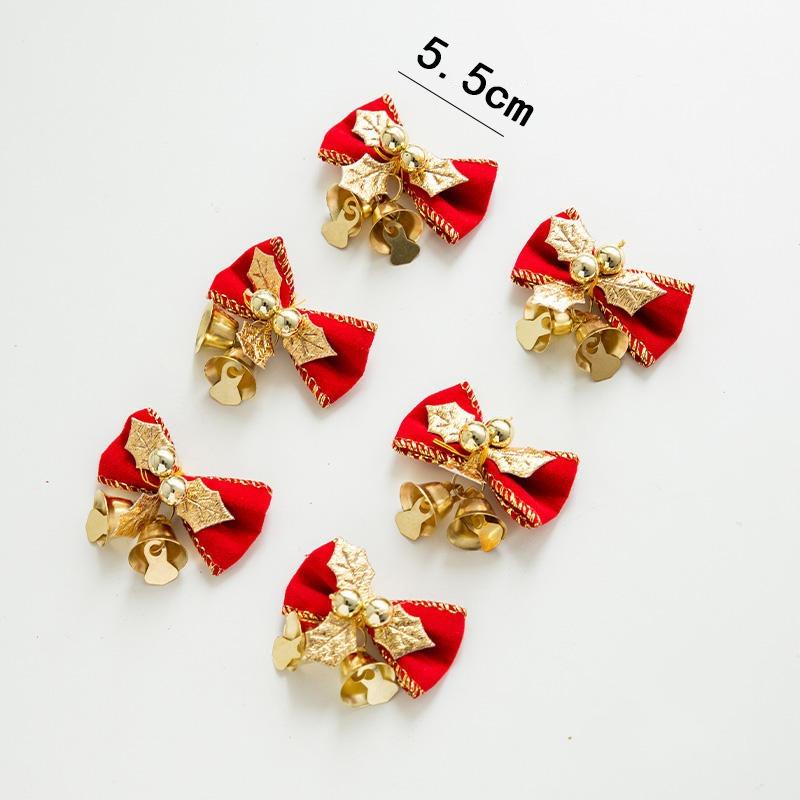 10pcs Christmas Bow With Bell Mini Xmas Tree Bowknot Pendant Ornaments For Home Decoration 2025 Navidad New Year Party DIY Gifts