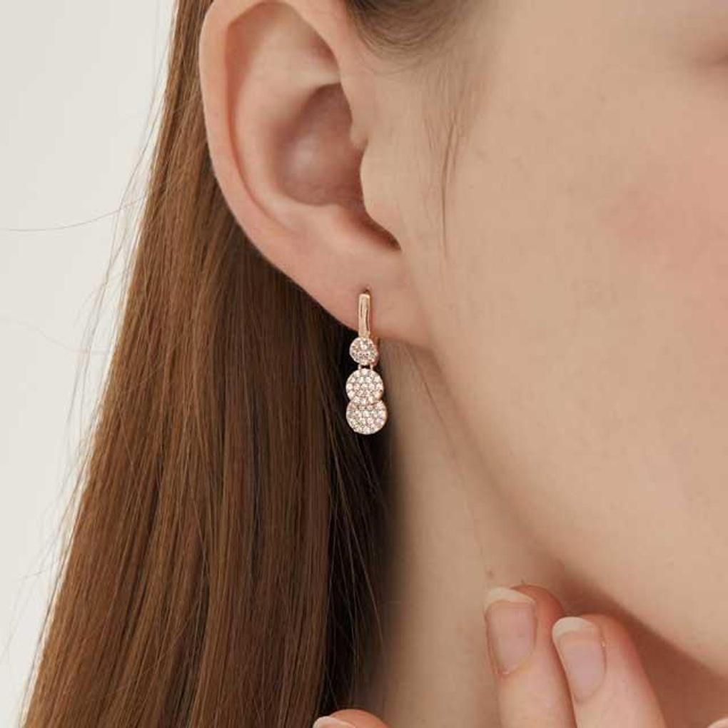 14K GF Round Stone Drop One-Touch Earrings C24EGF206