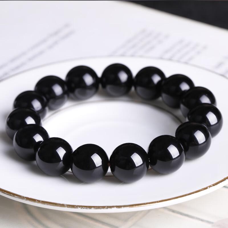 14mm Natural Black Obsidian Bracelet