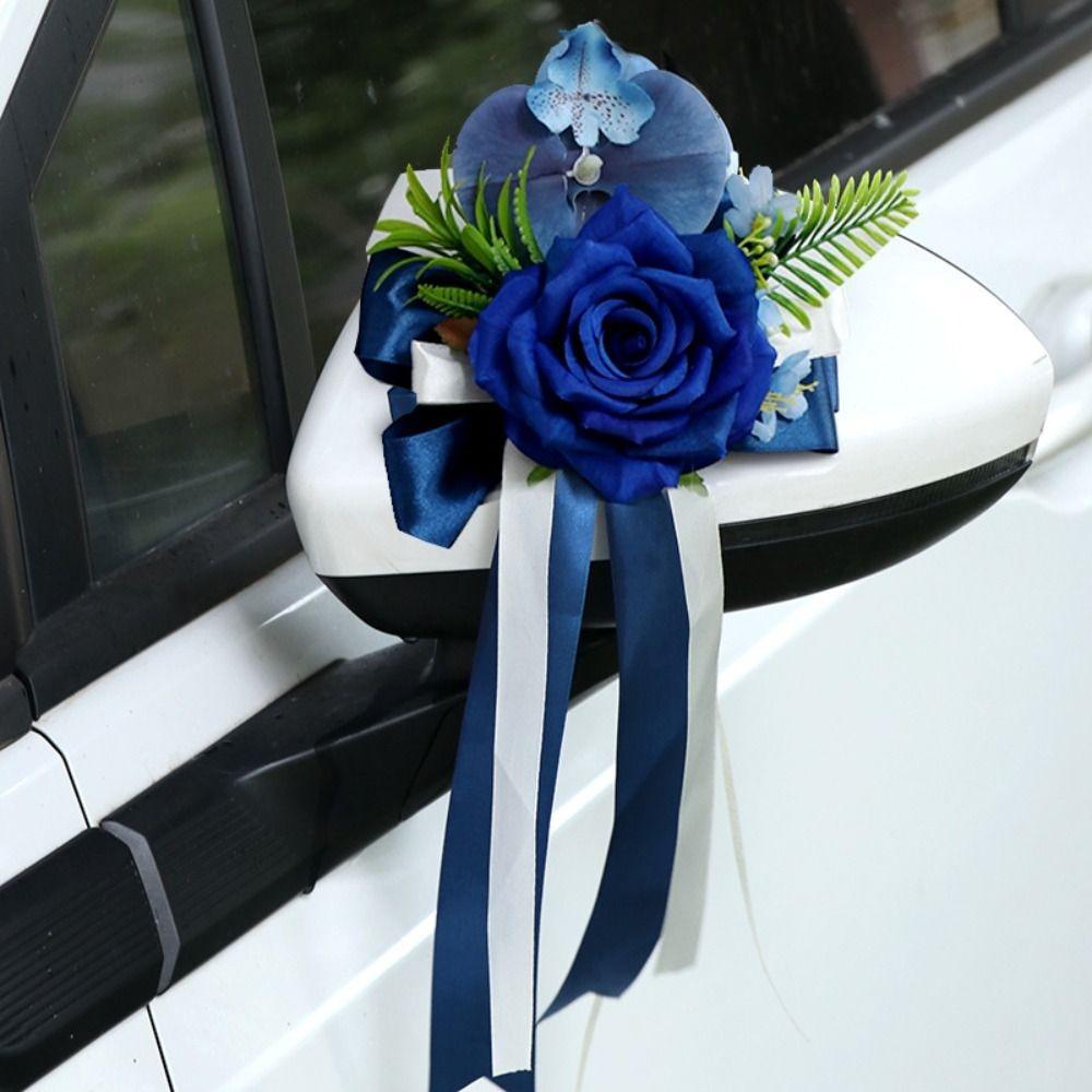 Simulation Rose Artificial Rose European Style Car Decoration Rearview Mirror