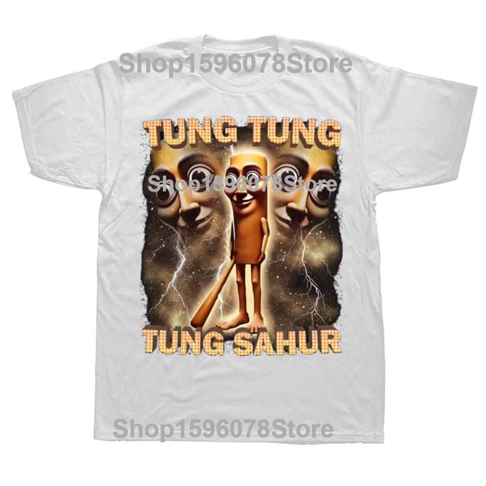 Tung Tung Tung Sahur Funny Italian Brainrot Meme Tee Shirt for Men Women Graphic Printed T Shirts 100% Cotton Clothes