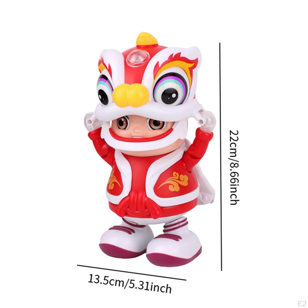 Elektrický tančící lev a chlapec hračka Ornament malý pro stolní police dekorace