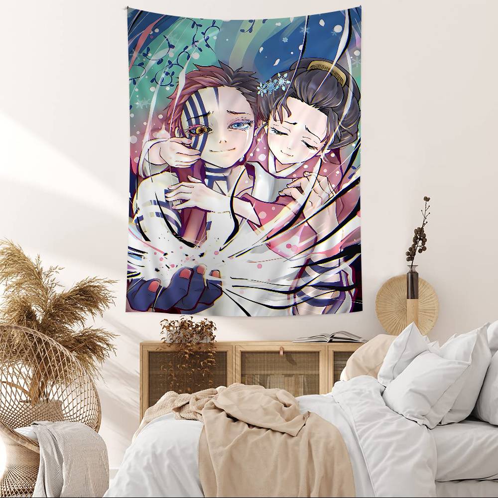 Japanese Anime Akaza Ddemon Slayer Cartoon Tapestry Art Science Fiction Room Home Decor Wall Hanging Sheets