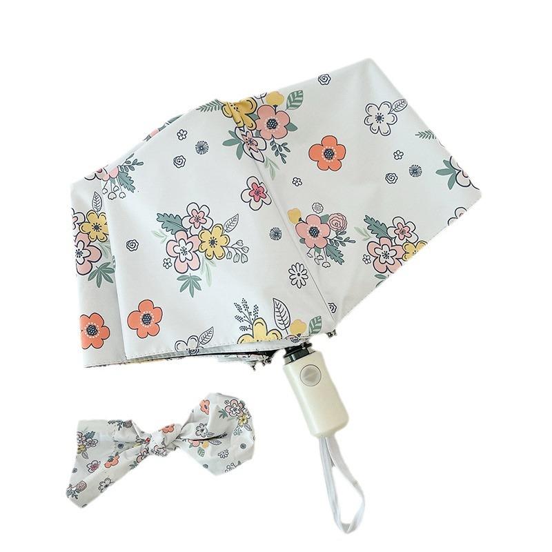 Three-color Petals Weather and Rain Dual-purpose Small Portable Sunshade Automatic Sun Umbrella Sun Protection and UV Protection 50-fold Umbrella
