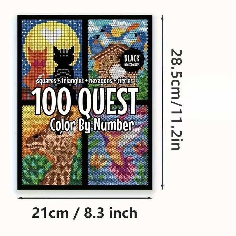 Solid Digital Coloring Book Quest Color By Numbers 100 Things Self Discipline Planner for Adult Stress Relief Dual-head Pen