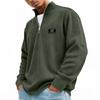 Men's Retro Corduroy Long Sleeve Shirt with Zip-Up Stand Collar Casual Top