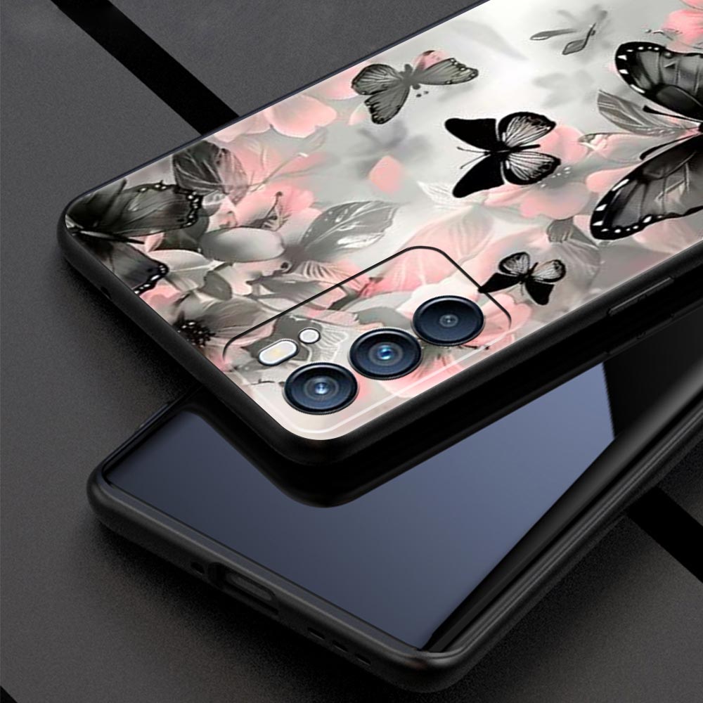 Fashionable Butterfly Flower Pattern Phone Case For Oppo Reno 13 12 11 10 7 F Find X5 X6 A98 A80 A79 A78 A57 A17 Pro 5G Soft TPU