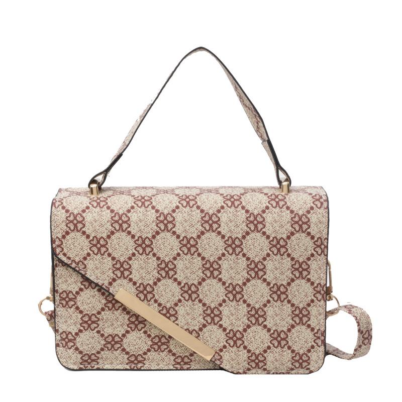 

2024 нова сумка через плече в стилі ретро, ​​модна модна сумочка з текстурою, сумка-мессенджер, невелика квадратна сумка для поїздок в іноземному стилі коричневий