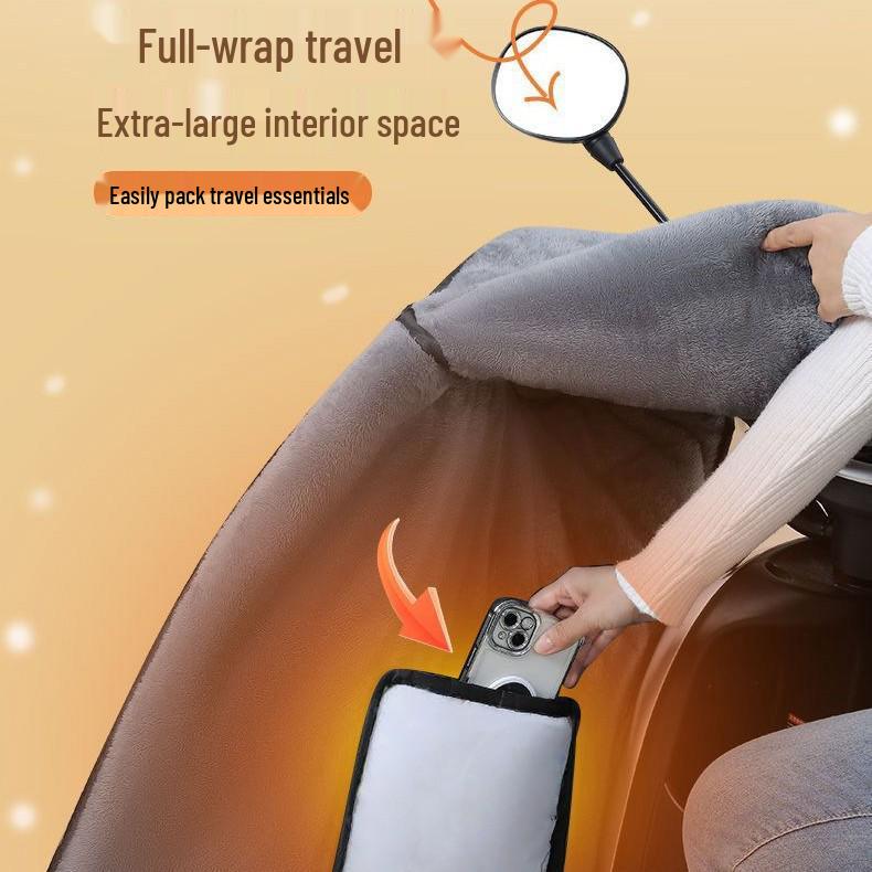Windproof Fleece-Lined Electric Vehicle Windshield Cape - Full Coverage for Neck & Shoulder Warmth and Cold Protection.