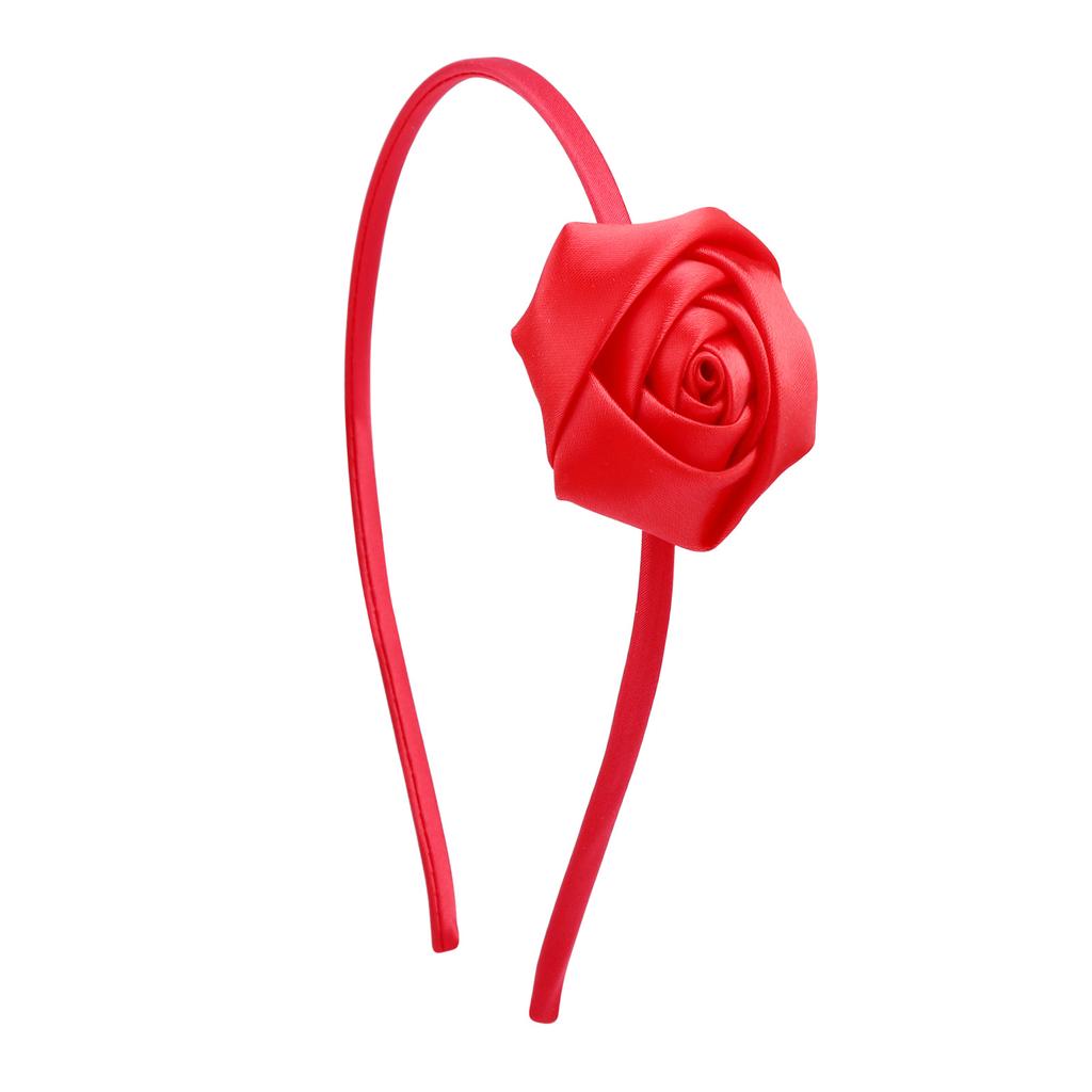 Dziewczęca satynowa opaska na głowę z kwiatem róży w stylu vintage, opaska do włosów, akcesoria do włosów, nakrycie głowy do stroju ślubnego, ręcznie robiony ozdobny element na głowę